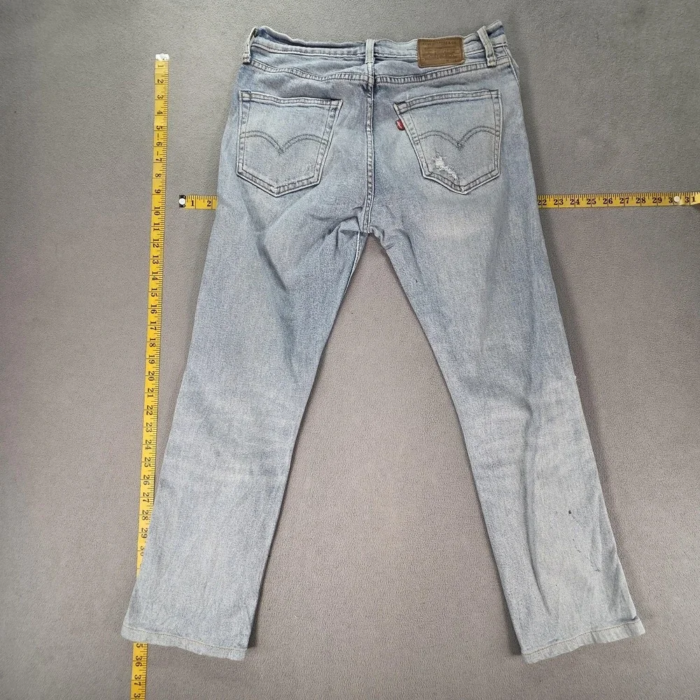 Levis 511 Jeans Mens Selvedge Blue Light Wash Slim Thrashed Whiskers‎ Fits 30x27